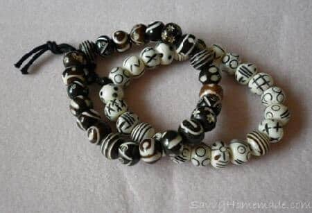 Homemade Tea Dyed Bone Bead Bracelets