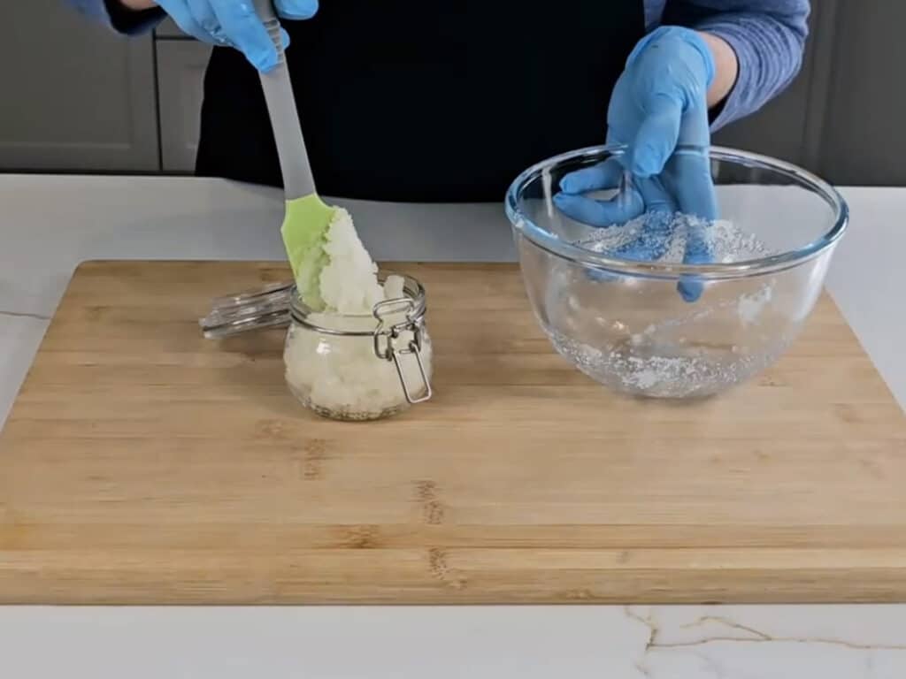 Transfer the finished salt scrub into an airtight container