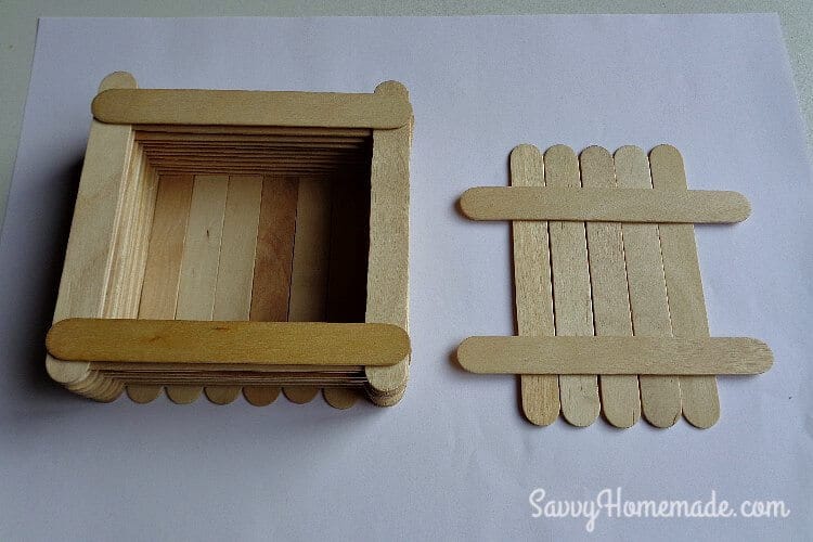 making a popsicle stick box step 4