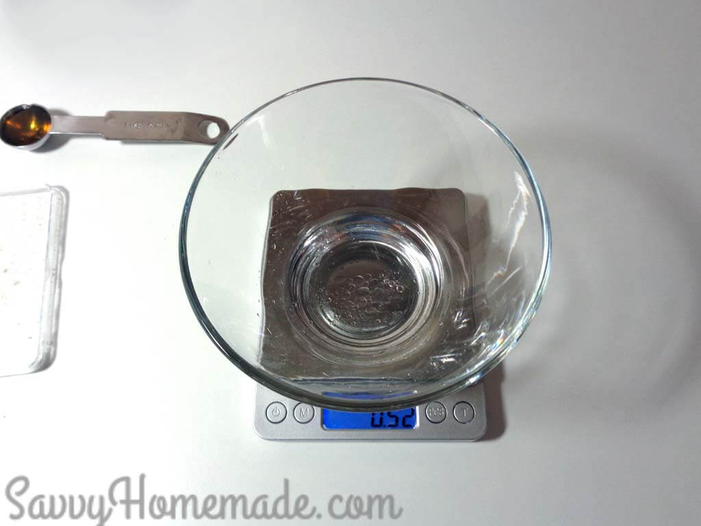 Place the water into a clean bowl and add the preservative