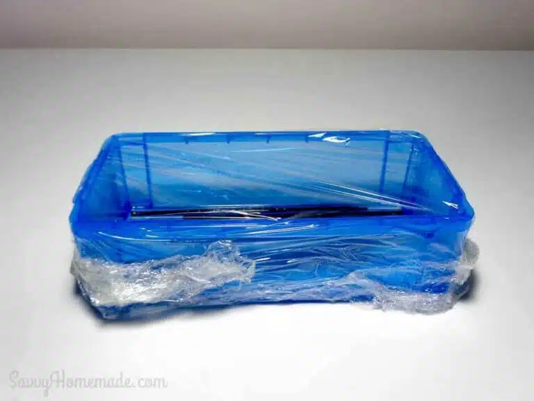Cover the box with plastic wrap so that nothing can evaporate and place aside
