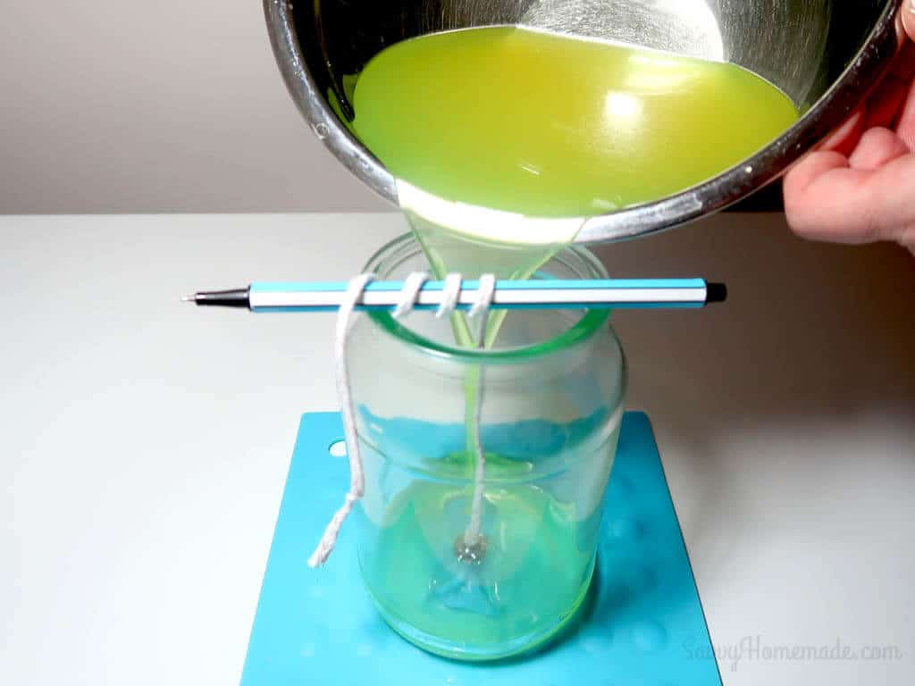 Once it’s stable, go ahead and pour in your wax