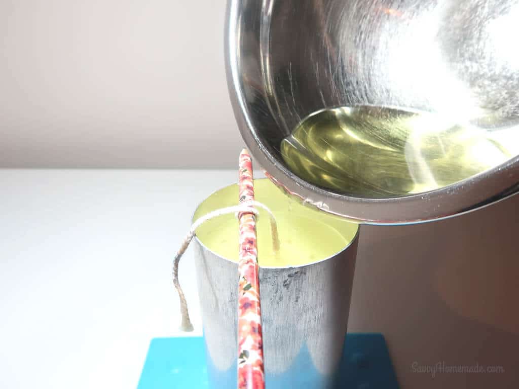 Once your candle has cooled, top up with your excess wax