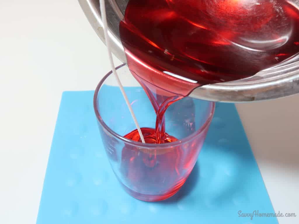 Now carefully pour the wax into the jar or mold.