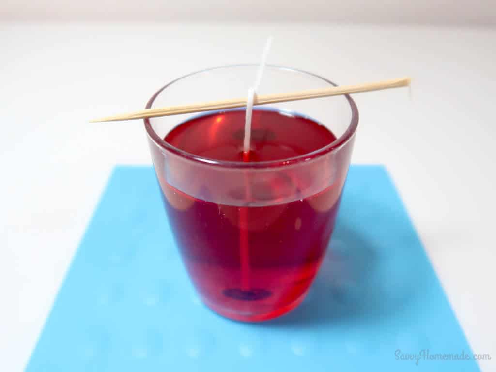 Support your wick using a bamboo stick or pencil.