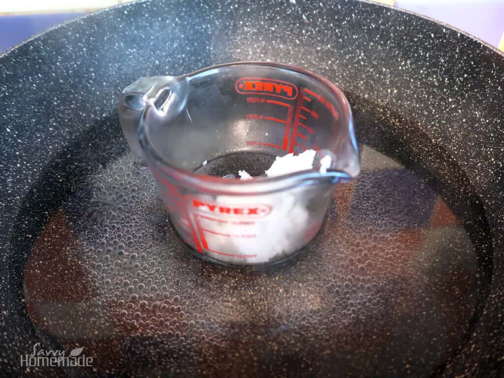 Melt your butter and oils in a waterbath