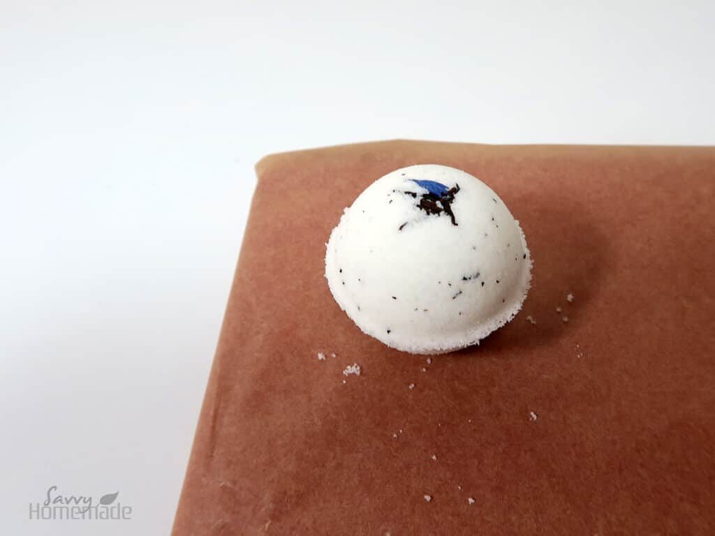 Carefully remove from the bath bomb mould and place on grease proof paper to dry for at least 24 hours