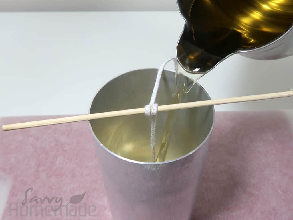 Pour your wax, leaving a few inches behind to pour later