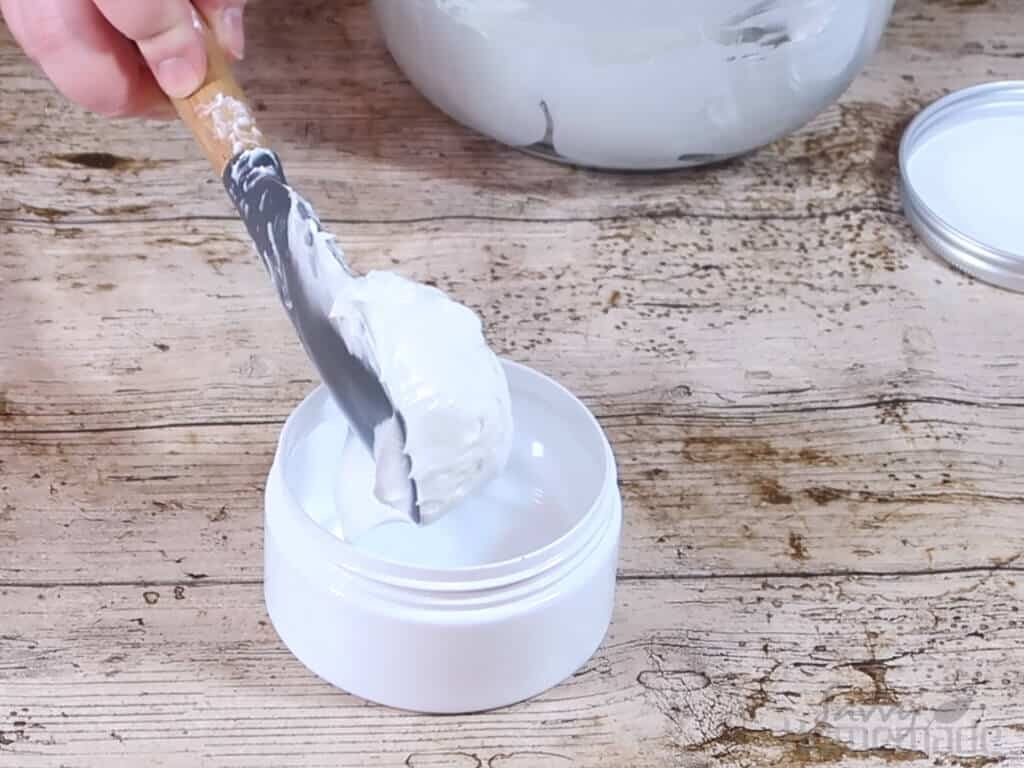Spoon into a sterile container