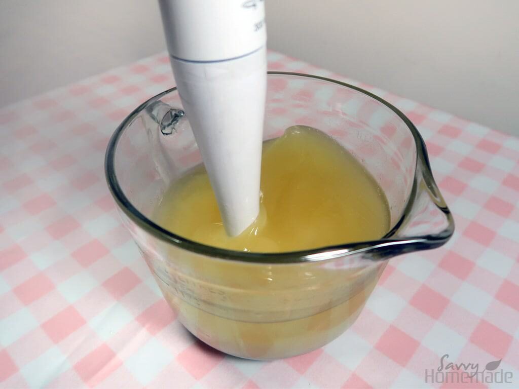 Step 3: Blitz with and stick blender until light trace