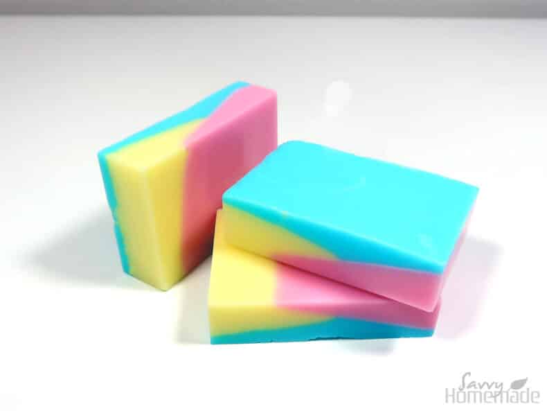 Three colored melt and pour soap recipe