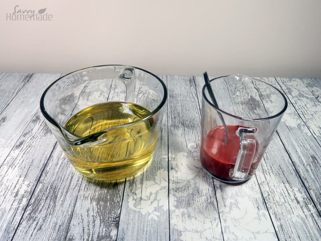 step 5: Now balance your oils and lye solution to a temperature of between 90-120F