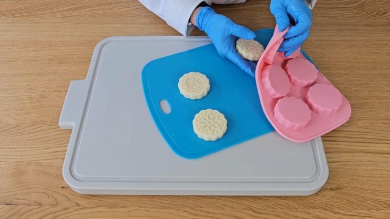 When they are solid, the lotion bars can be removed from the mold