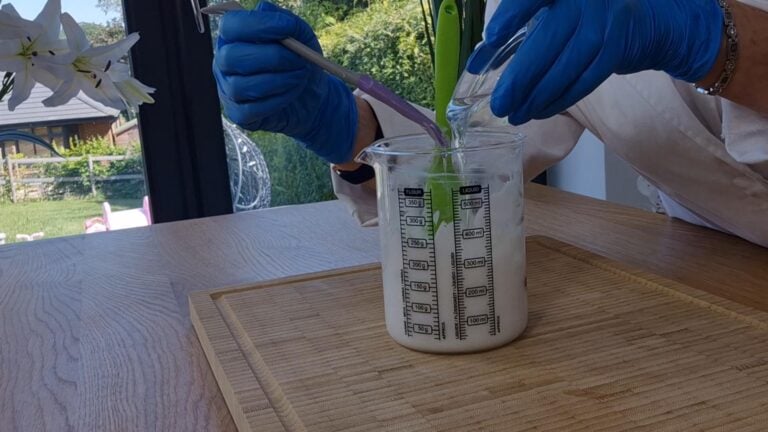 carefully stir in the Coco Glucoside carefully stir in the Coco Glucoside