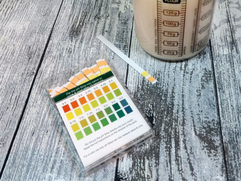 To test the PH, dip one of your universal indicator strips into your body wash mixture