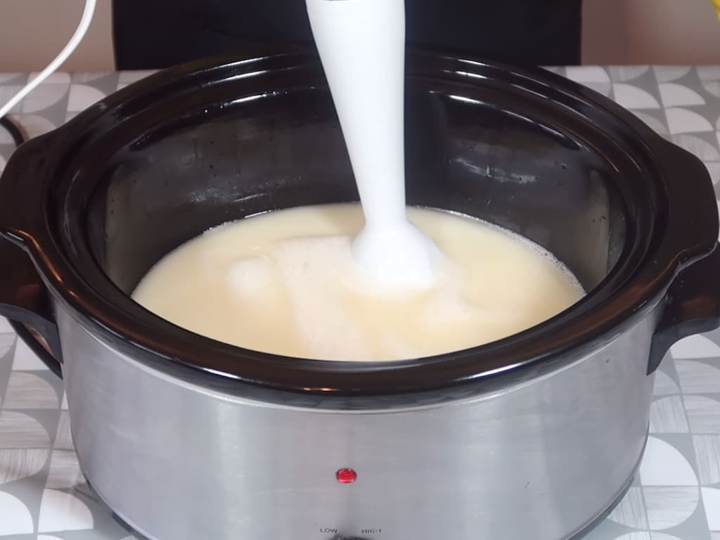 Step 4: Using a stick blender, blitz until trace