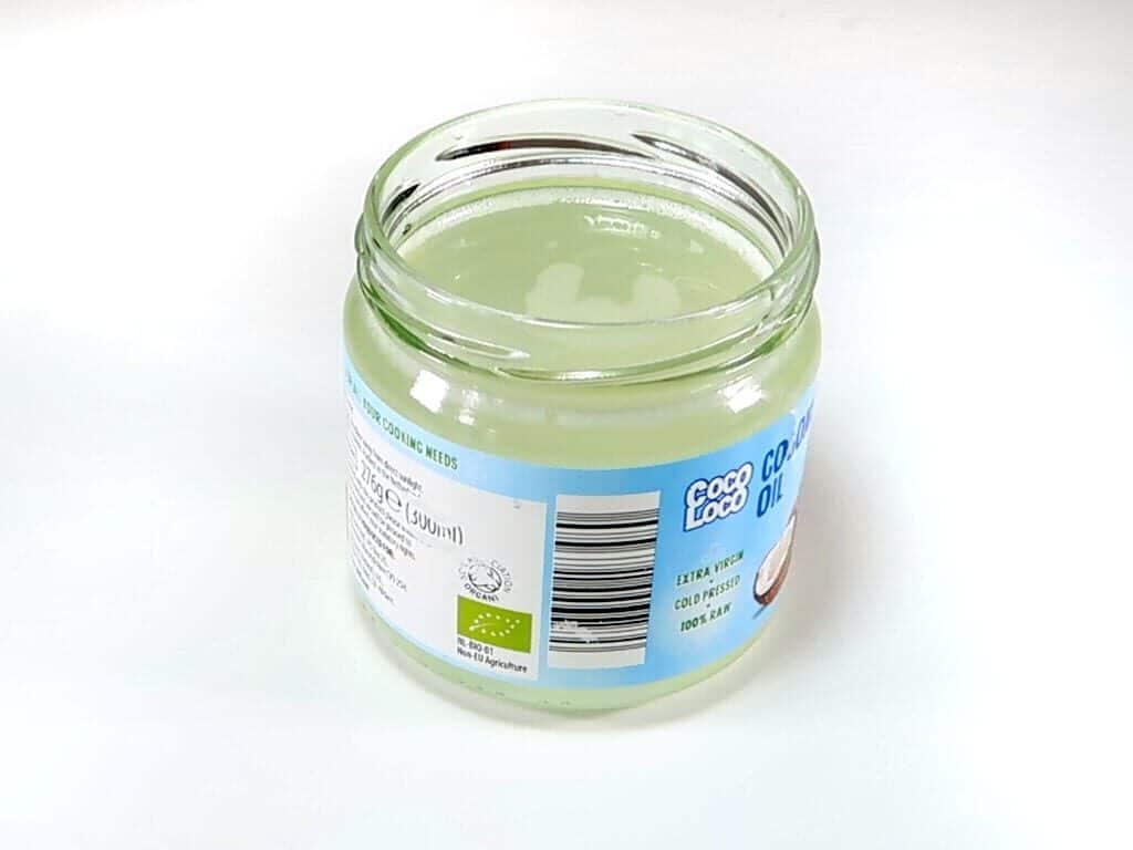 A jar of melted coconut oil