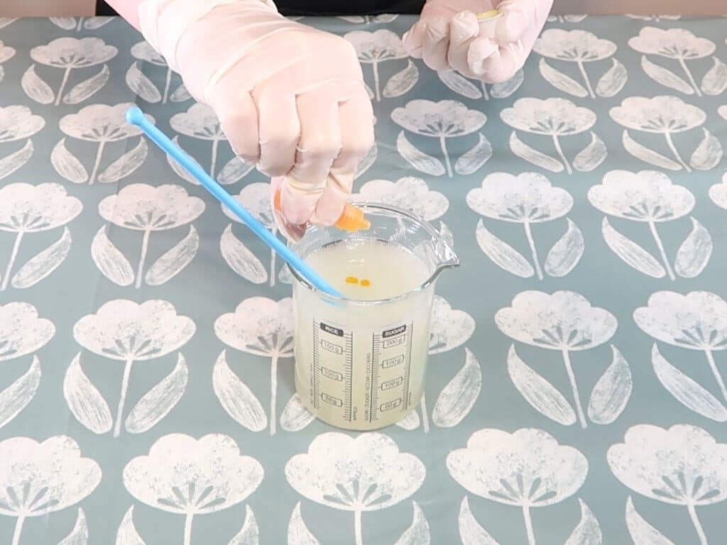 Food coloring added to the hand soap