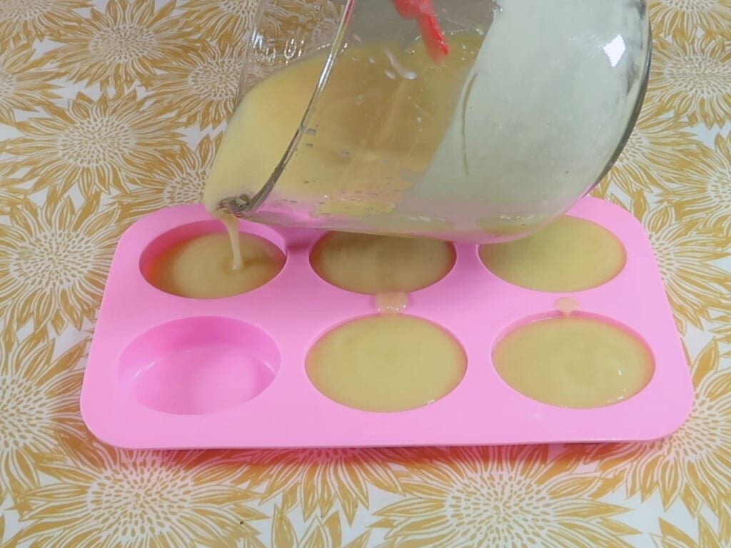 soap batter poured into molds