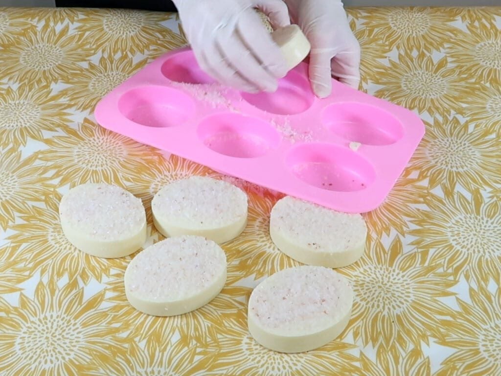 salt soap bars removed from mold