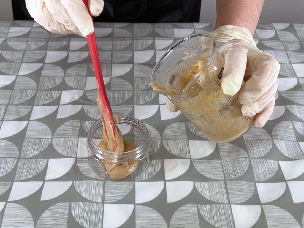 transfer brown sugar face scrub to your chosen pot to store