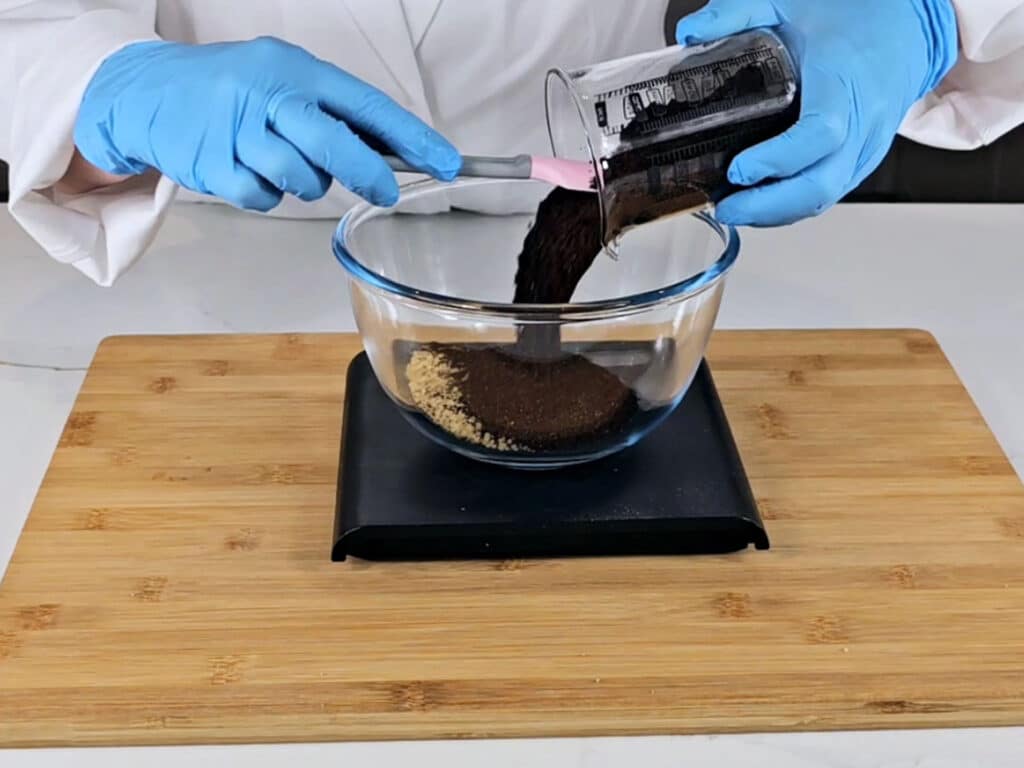 brown sugar and ground coffee for a sugar scrub