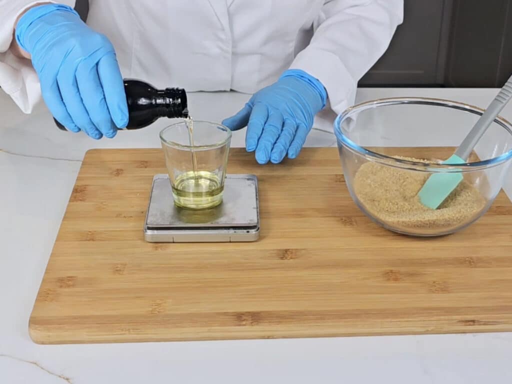 In a separate container, mix oils for your brown sugar scrub