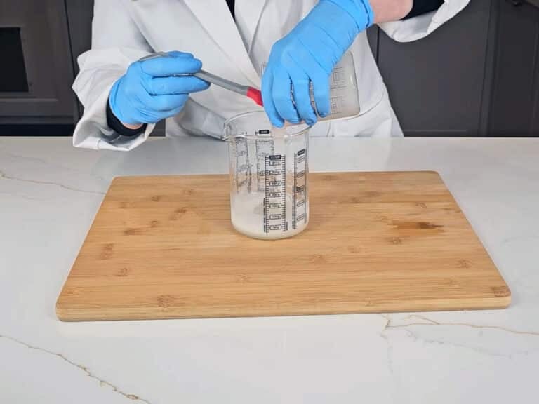 Pour the watery gum into the surfactants