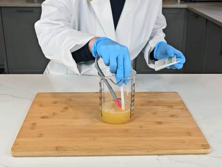 test the pH of the finished shampoo