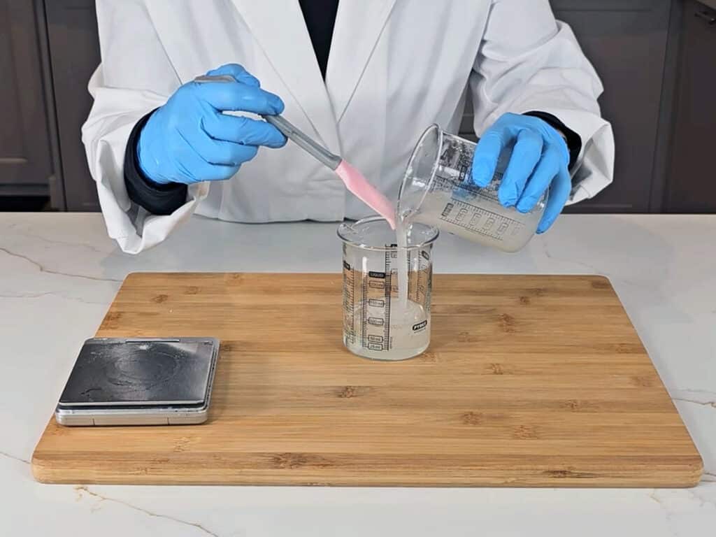 Add the slurry water to our surfactant