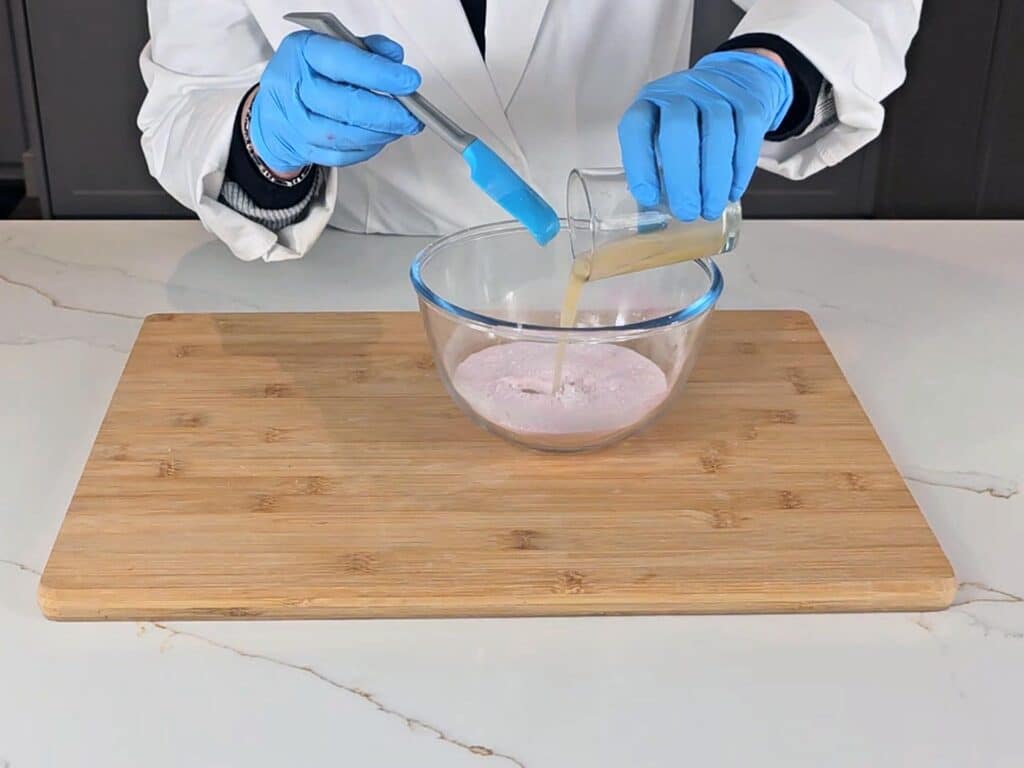 Pour the wet ingredients into the bowl