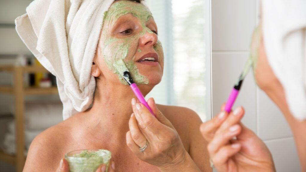 mature women using face mask