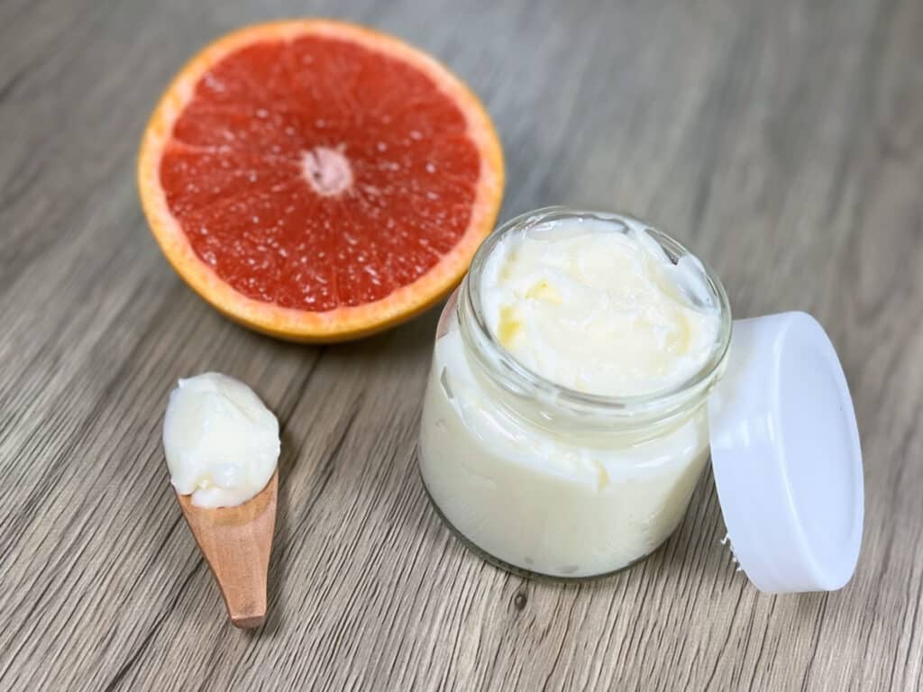 A pot of homemade deep conditioner for damaged hair