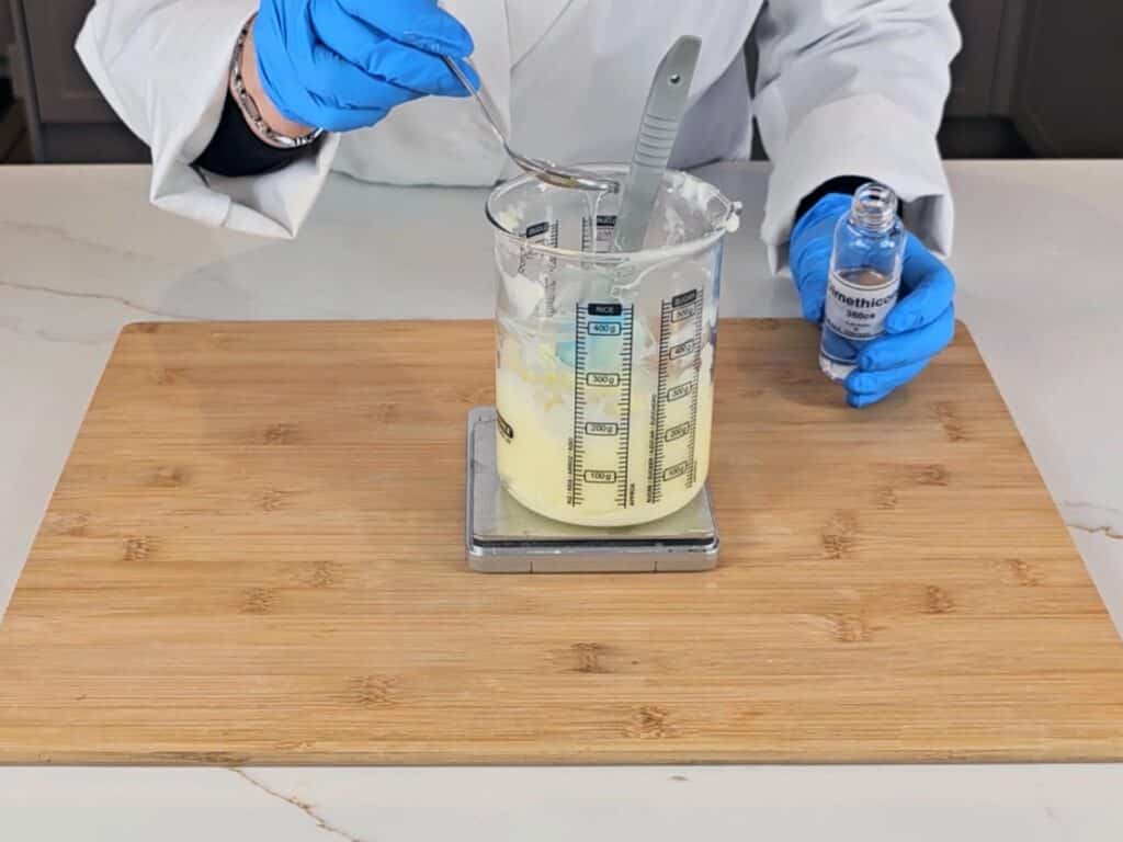 Our cooldown phase ingredients are added to the emulsion