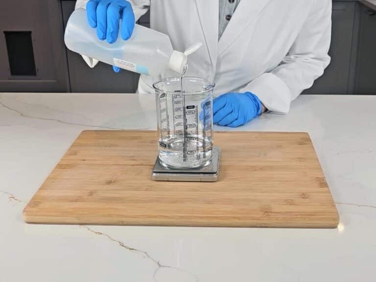 The water phase ingredients are measured into a beaker