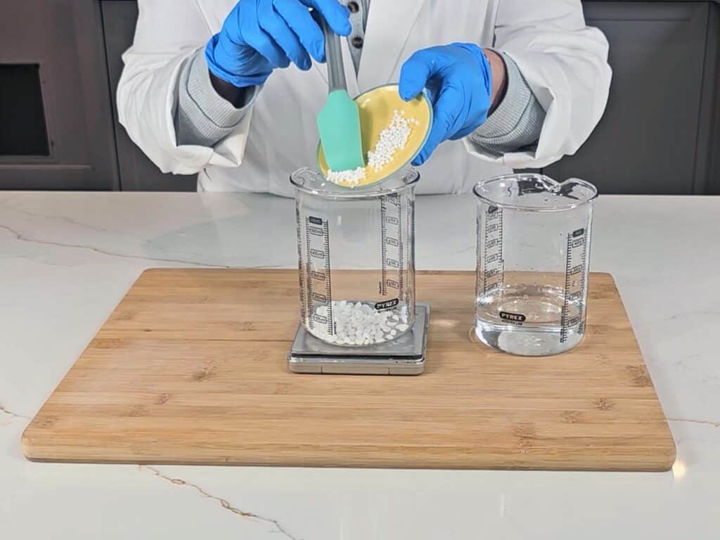 The oil phase ingredients are measured into another beaker