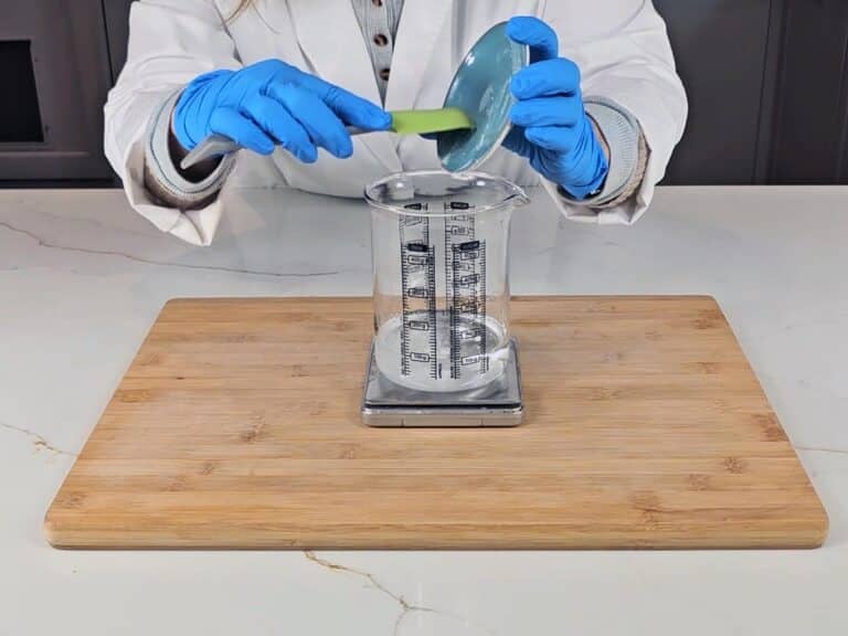 Oil phase ingredients are added to a fresh beaker