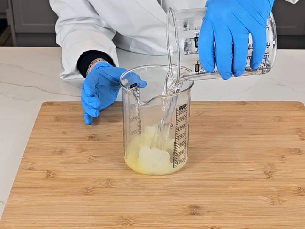 Both phases are mixed together to create an emulsion