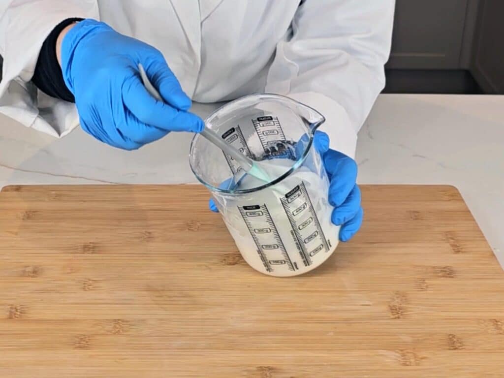 The mixture has cooled and thickened