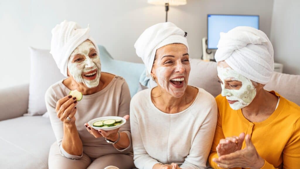 mature women on a home spa day