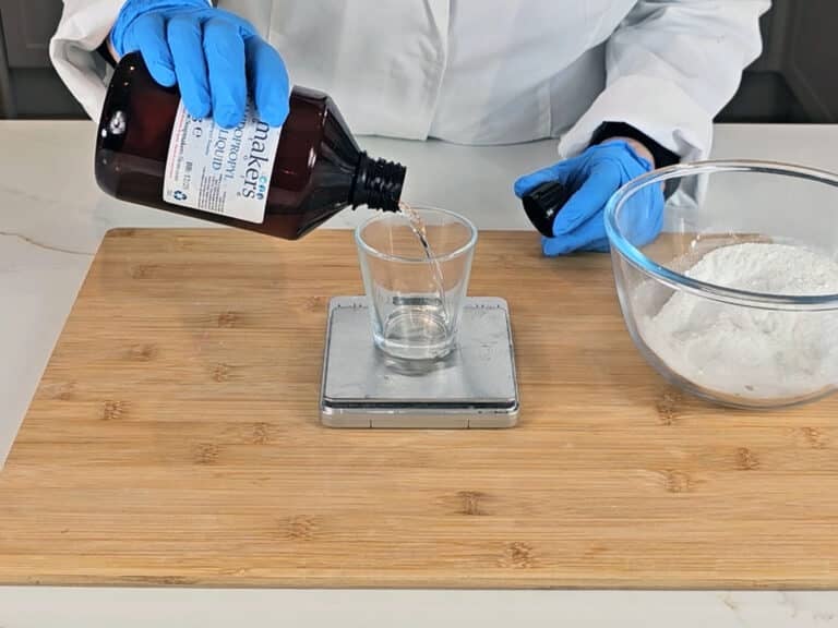 Our liquid ingredients are measured into a beaker
