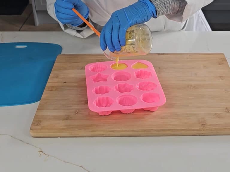 The mixture is poured into molds