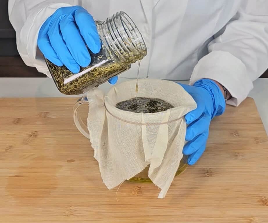 The mixture is strained