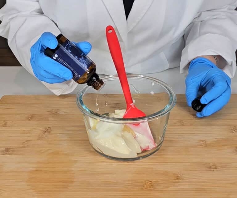 Rosemary Essential Oil is added to the mixing bowl