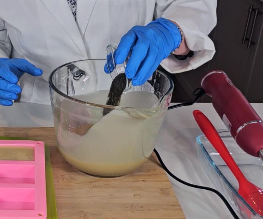 Nuttle leaf powder is added to the soap batter
