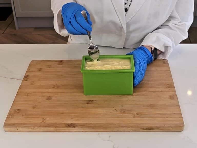 The top of the soap is texture with the back of the spoon while it's still soft in the mold