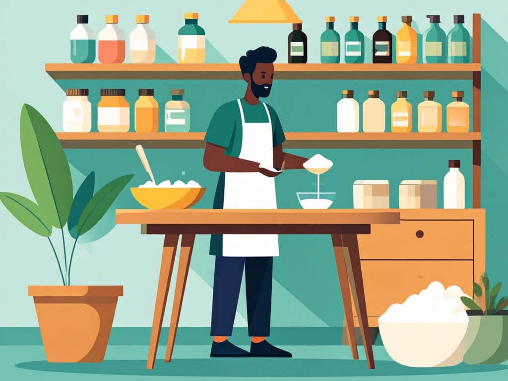 A soap maker using titanium dioxide in soap recipes