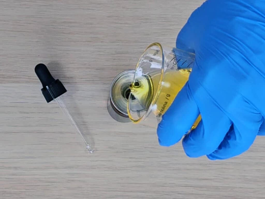 transfer the oils to a clean, sterile bottle