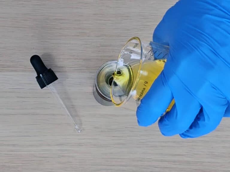 transfer the oils to a clean, sterile bottle