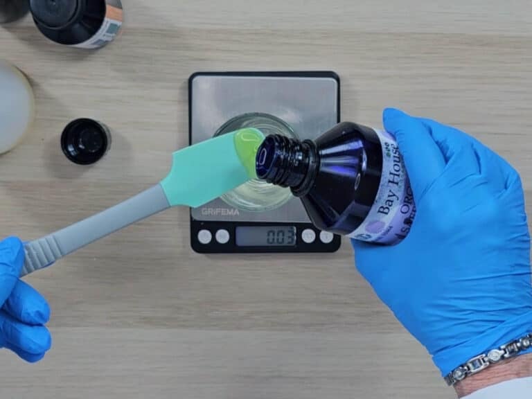 Sunflower oil is measured into the beaker